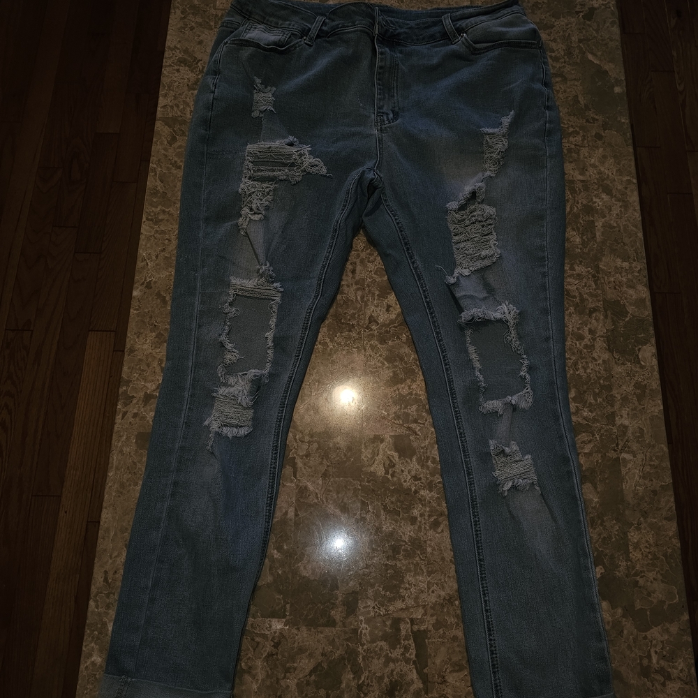 Distressed Blue Jeans